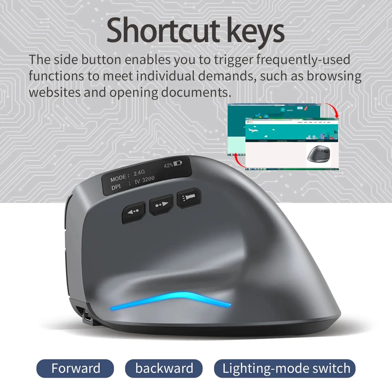 ZELOTES F-26C Mouse Rechargeable display dual-mode wireless mouse with silent 2.4GHz BT gray mouse - My Hashtag Shop
