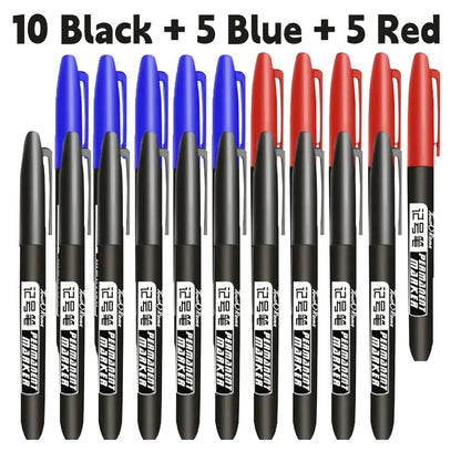 6 PCS Permanent Marker Pen Manga Drawing Markers Black Blue Red Waterproof Ink Sketch Pens Stationery Art School Supplies - HASHTAG