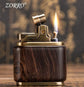 Zorro Pure Copper Kerosene Lighter. Handmade Wood Shell Press Ignition. Old Nostalgic Sandalwood Ebony Lighter Men Smoking Gift - HASHTAG