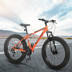 26in Adult/Youth full 21 speed mountain tire bike, double disc brakes, high carbon steel frame, front suspension, mountain bike, City commuter city bike, bike HASHTAG