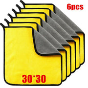 1/2/6pcs Microfiber Cleaning Towel Thicken Soft Drying Cloth Car Body Washing Towels Double Layer Clean Rags Car Accessories HASHTAG