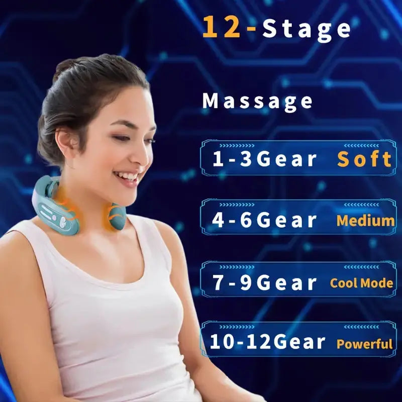 Intelligent Heated Neck Massager - Gray Blue-3