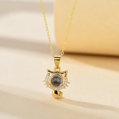 I Love Your Cat Photo Customized Projection Necklace HASHTAG