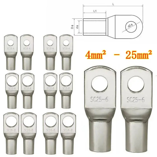 20PCS 4-25Mm Assortment Tinned Copper Lugs Ring Crimp Terminals Battery Wire Welding Cable Connectors Kit