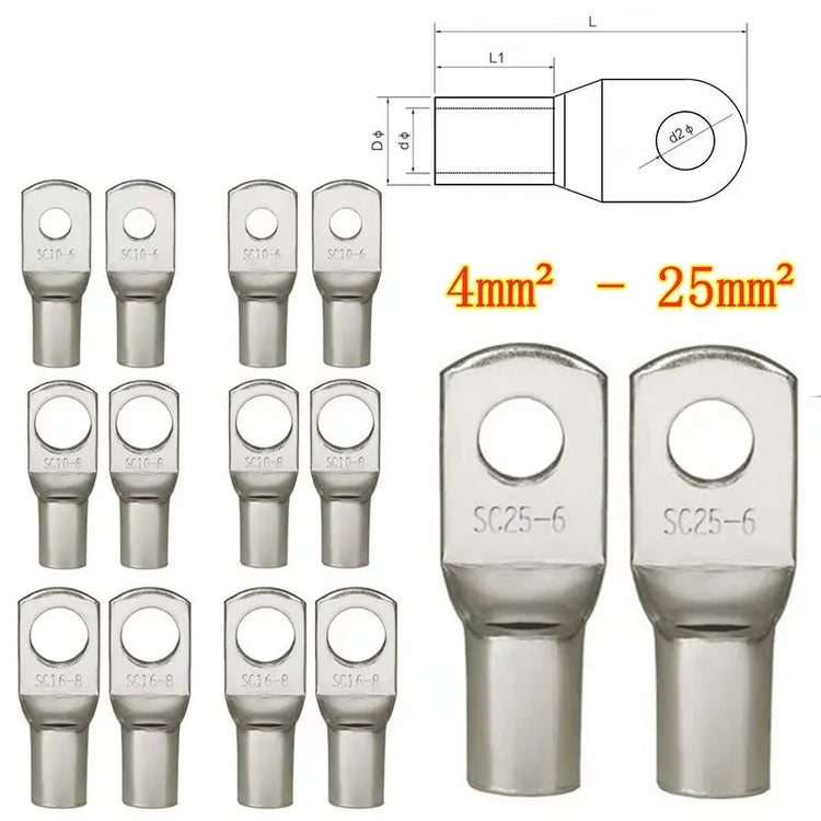 20PCS 4-25Mm Assortment Tinned Copper Lugs Ring Crimp Terminals Battery Wire Welding Cable Connectors Kit