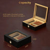 Cigar Humidor Solid Wood with Glass Top, 30 Cigar Capacity Storage Box with Hygrometer Humidifier for Home Decor HASHTAG