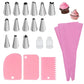 Silicone Piping Bags and Tips Set Cake DIY Decorating Kit with Stainless Steel Nozzle Reusable Silicone Pastry Baking Tool