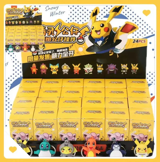 New In Hot Sell 24Pcs Pokemon Classic Anime Characters Pikachu Blind Box Keychain Colorful Birthday Blind Box Toy Children Gift - HASHTAG