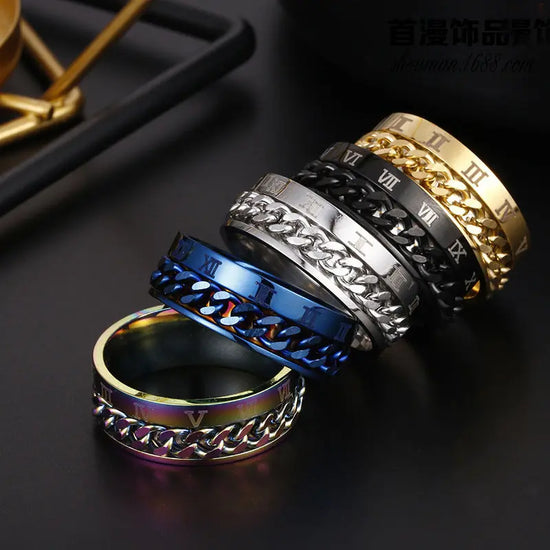 Roman Letter Rotatable Chain Rings Men Digital Titanium Steel RingFor Couple Alta Qualità Multifunctional Bottle Opener Ring Spinner Jewelry Punk Gifts AliExpress