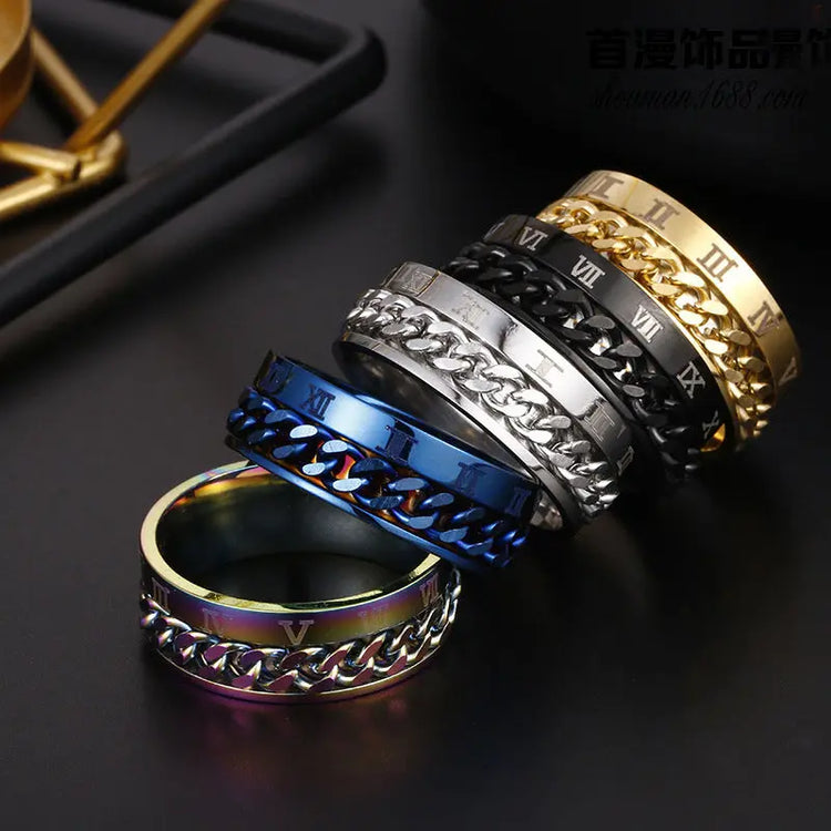 Roman Letter Rotatable Chain Rings Men Digital Titanium Steel RingFor Couple Alta Qualità Multifunctional Bottle Opener Ring Spinner Jewelry Punk Gifts AliExpress
