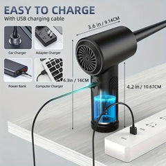Rechargeable Cordless Air Duster - Powerful Electric Compressed Air Blower for Deep Cleaning of Computer Keyboards, Cameras, Cars, and Home Offices - Portable, Lightweight, and Easy to Use with LED Light and Extendable Nozzle HASHTAG