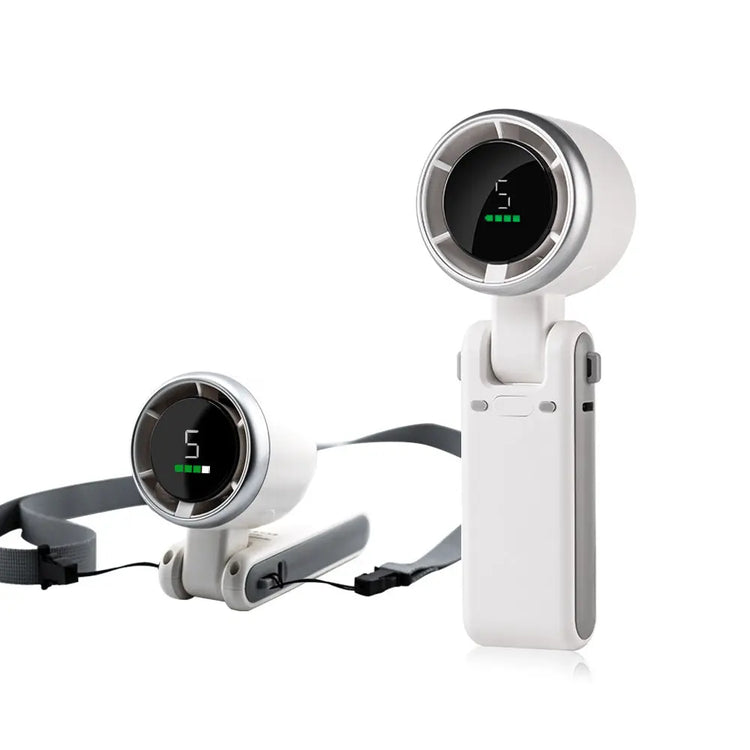 Hanging Neck Outdoor 180 Degree Folding Desktop Mini Fan Hand-held Folding High-speed Powerful Turbo Fan - HASHTAG