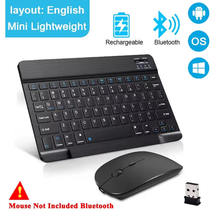 Mini Bluetooth Wireless Keyboard Mouse Set Rechargeable for Phone Tablet English Keyboards for Android Ios Windows XP Laptop PC