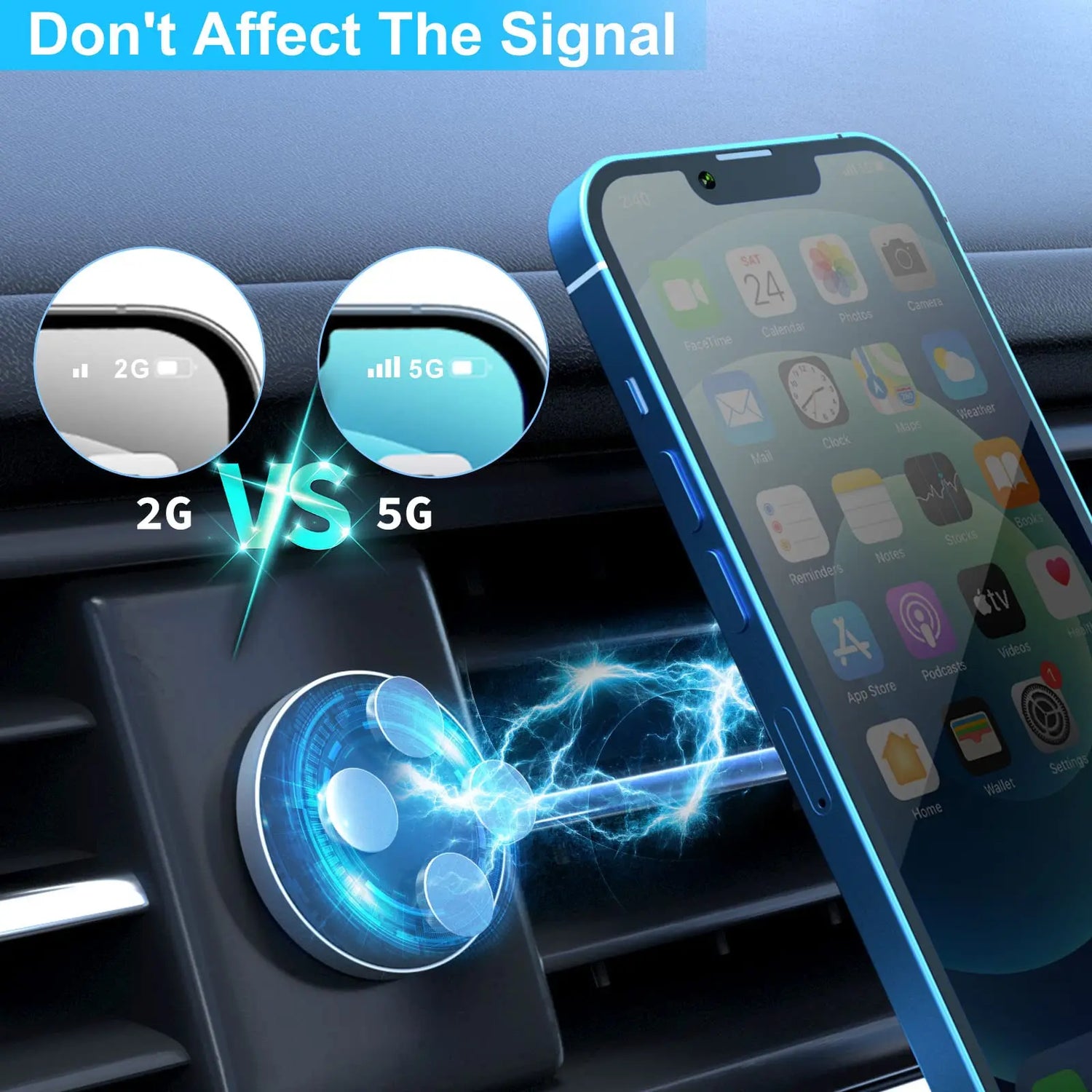 Supporto magnetico per cellulare per auto, (2 pezzi) Magnete per auto Telefono cellulare 4 piastre in metallo Supporto magnetico per auto universale per iPhone Samsung Huawei GPS (nero) - My Hashtag Shop