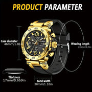 Men's Sports Watch Dual Display Digital Military Quartz Watch Alarm Clock Chronograph Computer, Multifunctional Luminous Business Watch, Student Watch, Outdoor Sports Watch HASHTAG