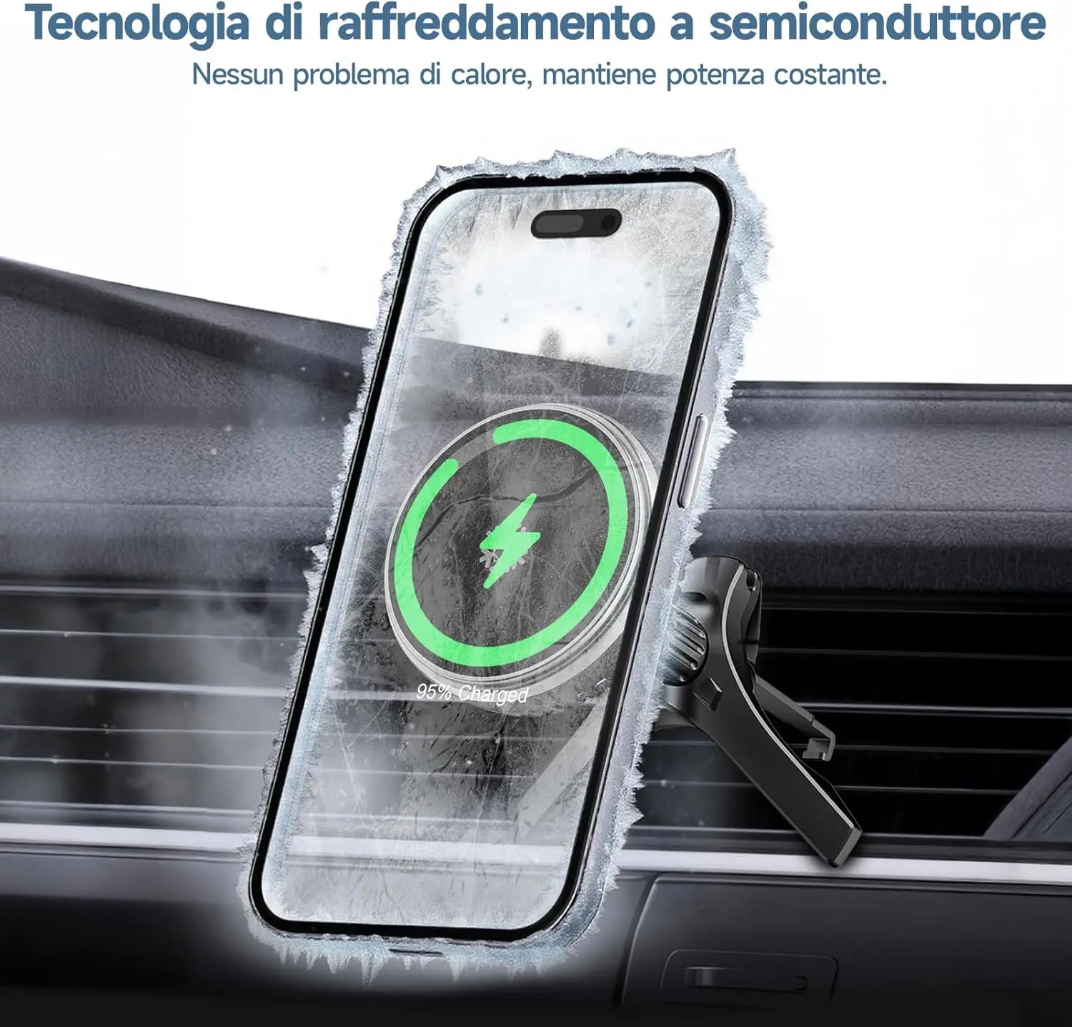 Caricabatterie magnetico wireless per auto MANKIW da 15 W - My Hashtag Shop