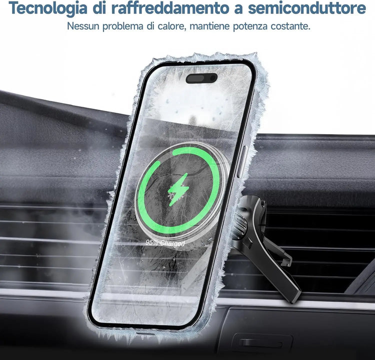 Caricabatterie magnetico wireless per auto MANKIW da 15 W - My Hashtag Shop