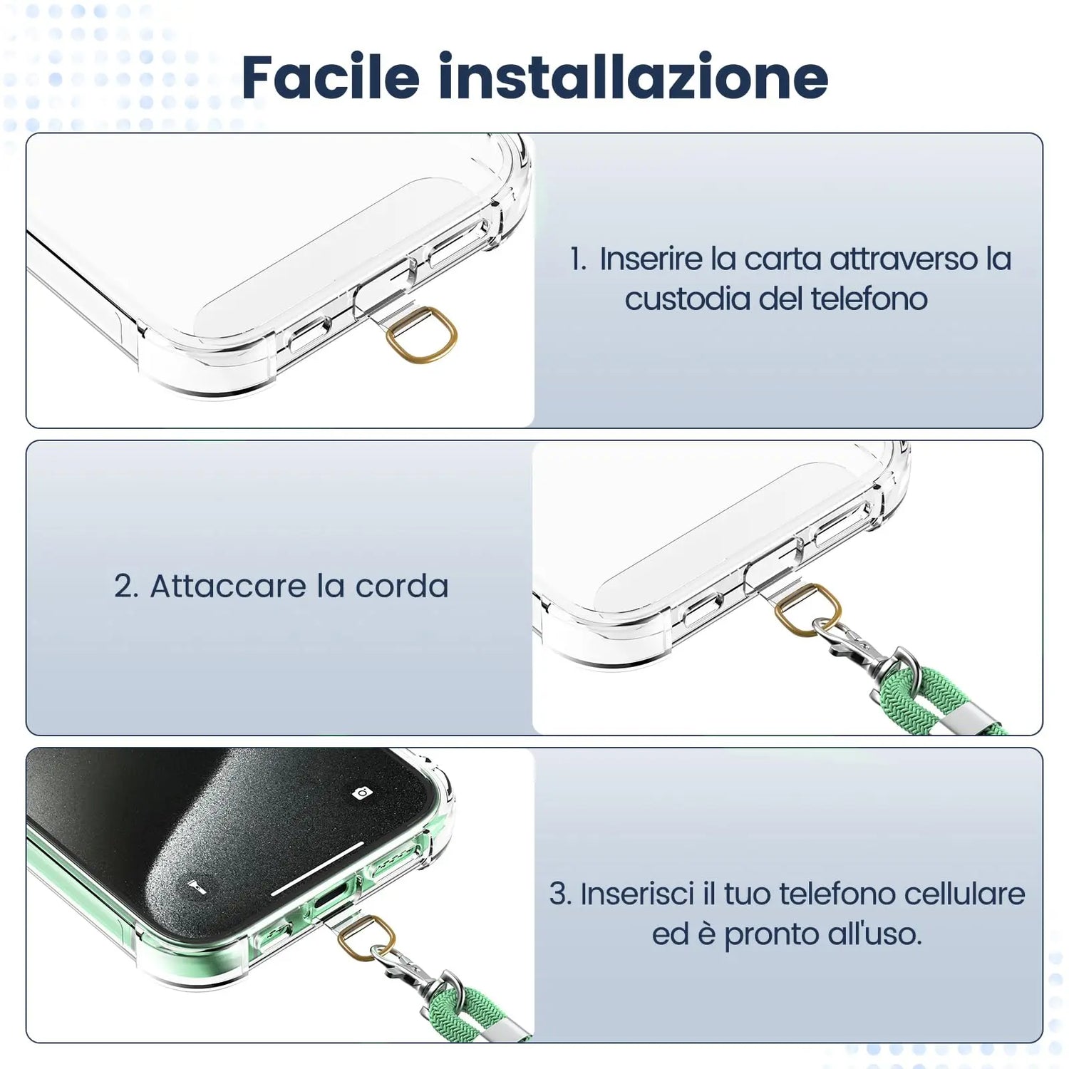 Cordino per cellulare*1, toppa universale*2, adatto a tutti gli smartphone - My Hashtag Shop