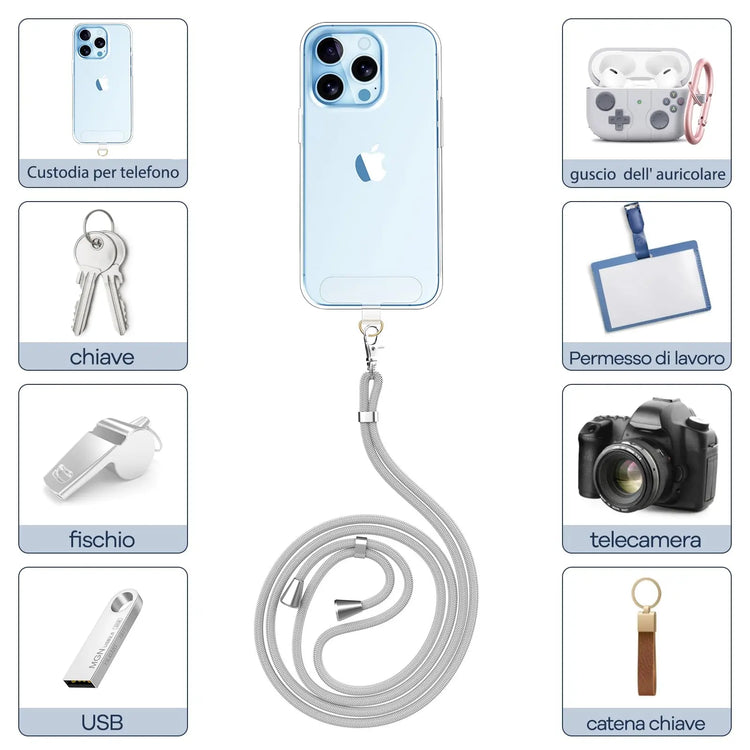 Cordino per cellulare*1, toppa universale*2, adatto a tutti gli smartphone - My Hashtag Shop