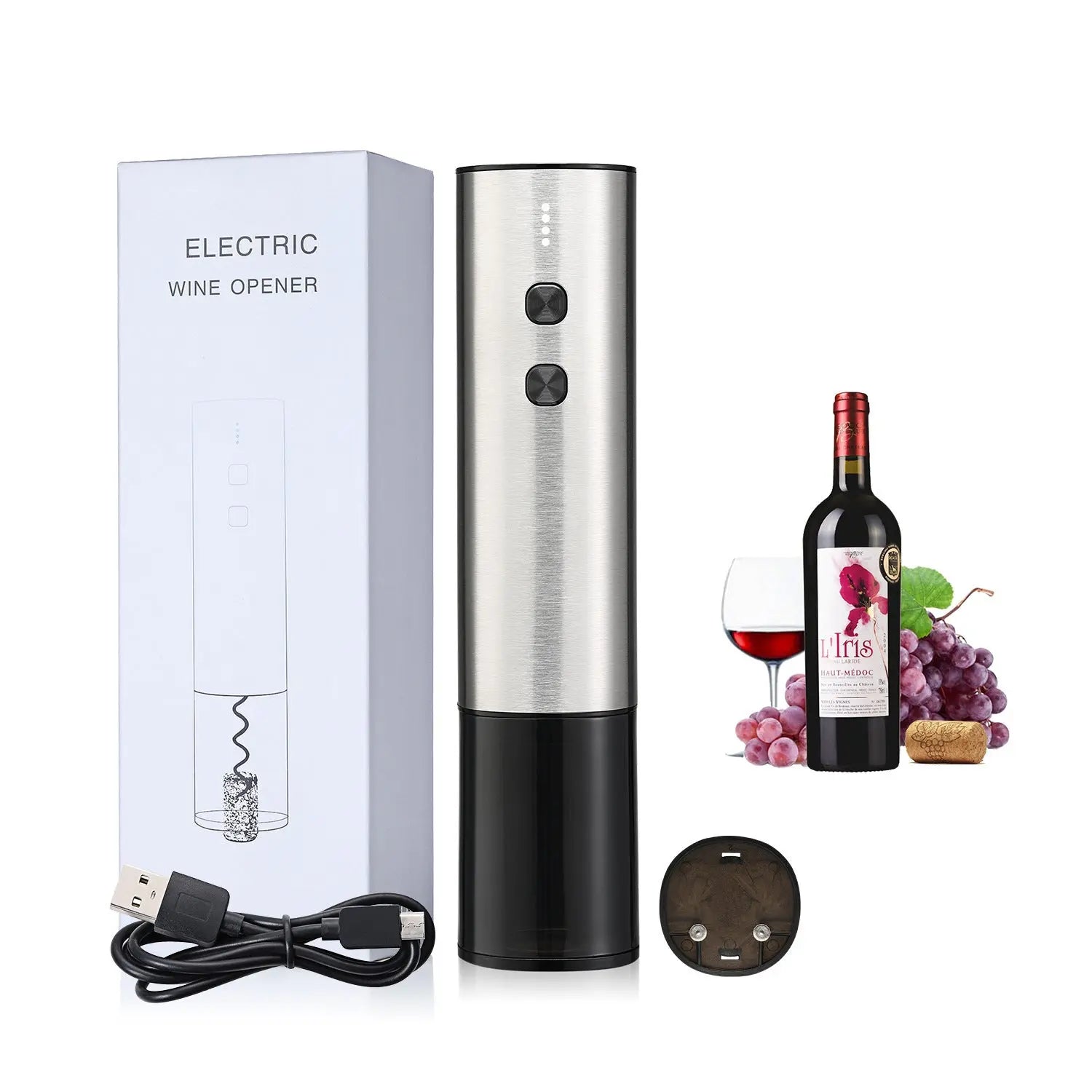 Stainless Steel Wine Electric Bottle Opener Creative Rechargeable - HASHTAG