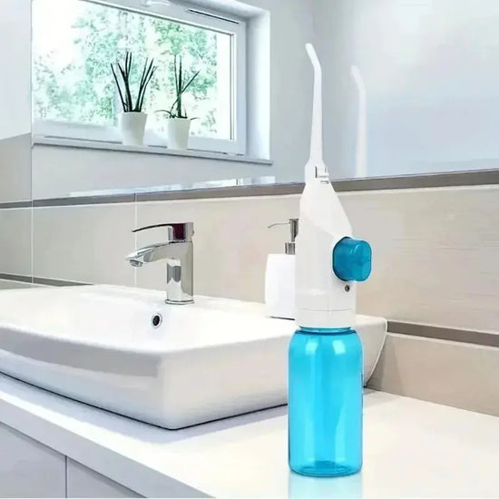 1PC High-Pressure Oral Irrigator - Portable Water Flosser, Manual Toothpick Style, Deep Cleans Gums & Teethn HASHTAG