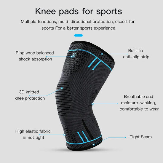 1 Pcs Compression Knee Support Sleeve Elastic Breathable Knee Pads Brace Springs Gym Sports Protector Basketball Volleyball Run - My Hashtag Shop