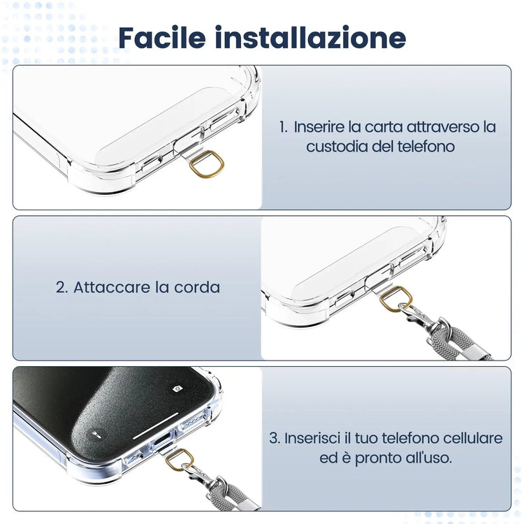 Cordino per cellulare*1, toppa universale*2, adatto a tutti gli smartphone - My Hashtag Shop