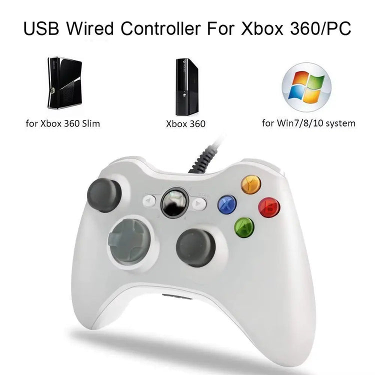 For Xbox 360 /360 Slim USB Wired Controller Console Gamepad Joypad for PC Joystick for 360 Console with Dual-Vibration Turbo