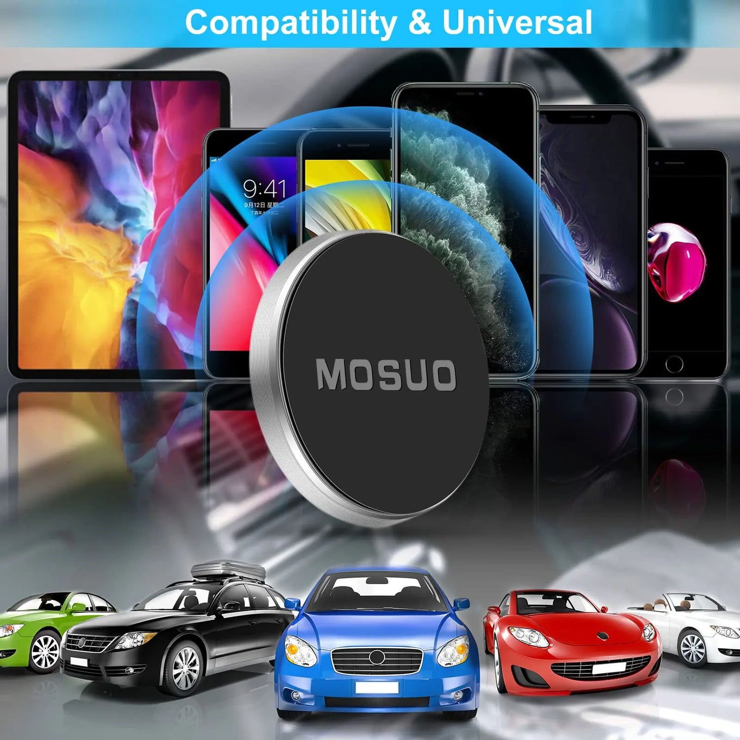 Supporto magnetico per cellulare per auto, (2 pezzi) Magnete per auto Telefono cellulare 4 piastre in metallo Supporto magnetico per auto universale per iPhone Samsung Huawei GPS (nero) - My Hashtag Shop