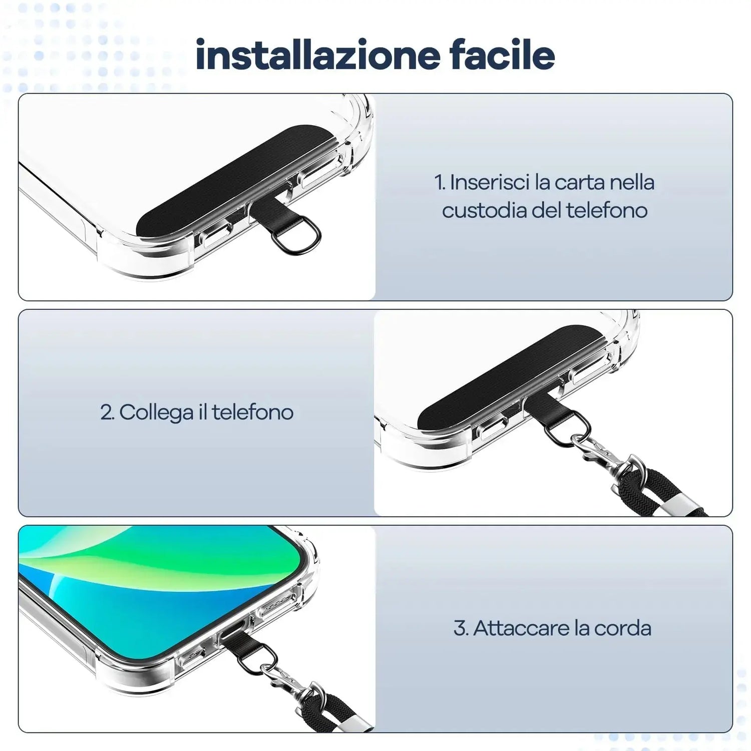 Cordino per cellulare*1, toppa universale*2, adatto a tutti gli smartphone HASHTAG