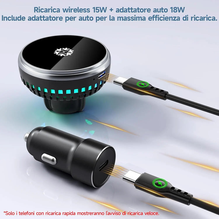 Caricabatterie magnetico wireless per auto MANKIW da 15 W - My Hashtag Shop