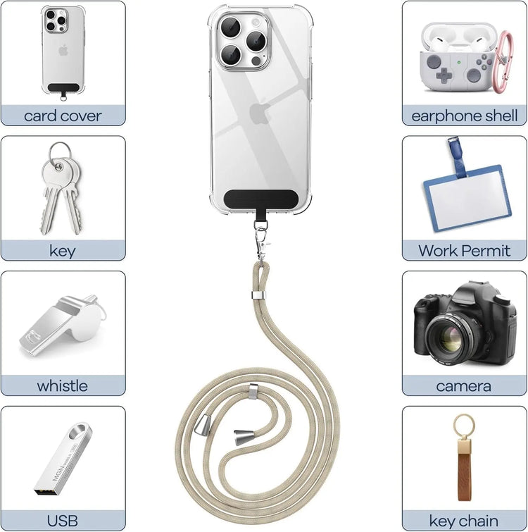 Cordino per cellulare*1, toppa universale*2, adatto a tutti gli smartphone - My Hashtag Shop