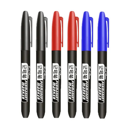 6 PCS Permanent Marker Pen Manga Drawing Markers Black Blue Red Waterproof Ink Sketch Pens Stationery Art School Supplies - HASHTAG