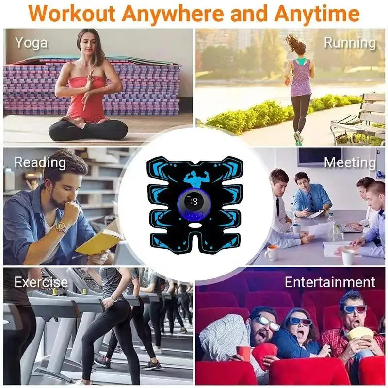 3-in-1 Wireless EMS Muscle Stimulator – USB Rechargeable for Abdominal Arm & Full Anywhere Use - HASHTAG