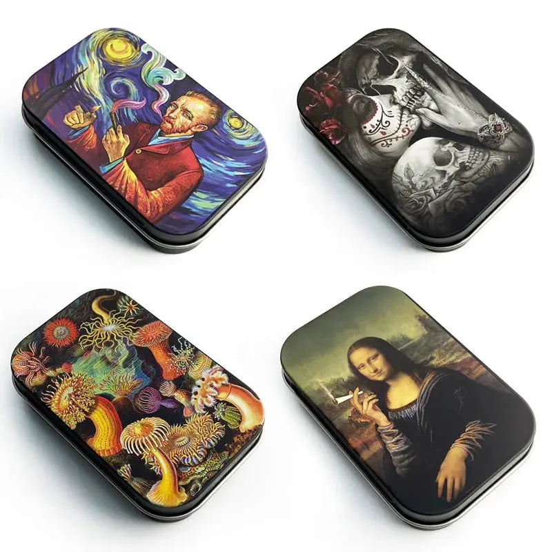 Flip Cap Cigarette Case Rectangle Container Tinplate Box Tobacco Storage Smoking Accessories Jewelry Candy Coin Key Organizer - HASHTAG