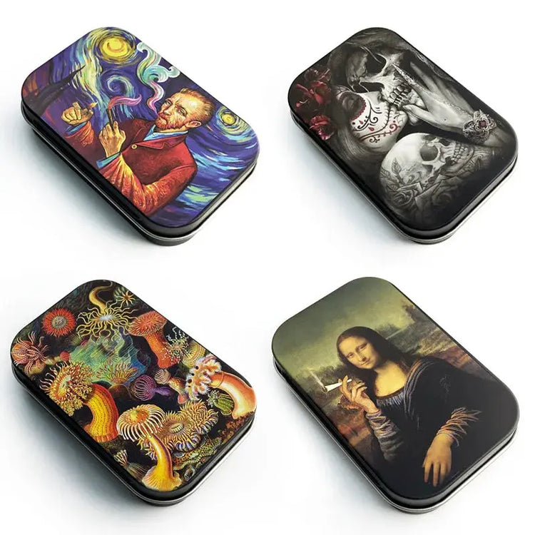 Flip Cap Cigarette Case Rectangle Container Tinplate Box Tobacco Storage Smoking Accessories Jewelry Candy Coin Key Organizer - HASHTAG