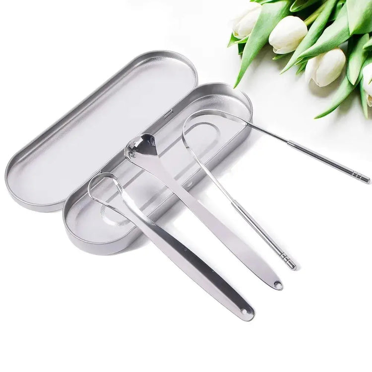 1pcs/2pcs/3pcs Metal Tongue Scraper Cleaner for Adults & Kids, Portable Stainless Steel Tongue Scrapers Brushes for Removing - HASHTAG