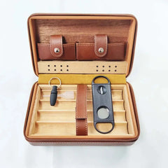 Cigar case Box Portabl Cigar Case Travel Accessories Handbag Travel Leather Cigar Case Storage 4 Cigars Box Humidor HASHTAG