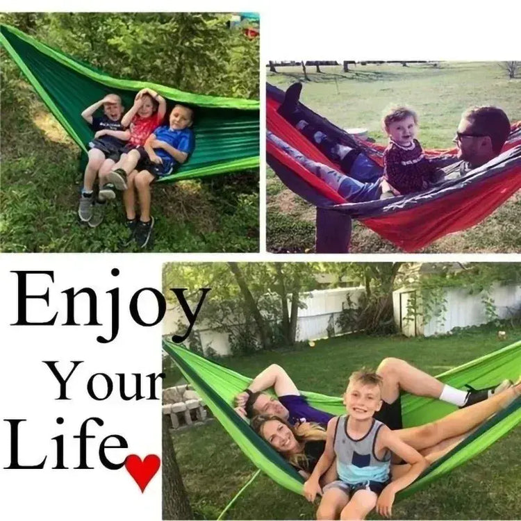 Outdoor Single Person Camping Hammock With Nylon Color Matching Hammock High Strength Parachute Fabric Portable Hanging Bed HASHTAG
