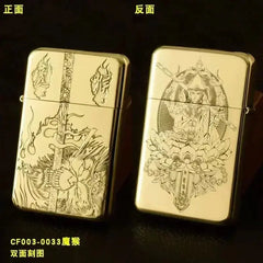 Exquisite Brass Kerosene Lighter Slim Windproof Vintage Grinding Wheel Ignition Lighter Cigarette Accessories Men's Gift HASHTAG BAR TABACCHI