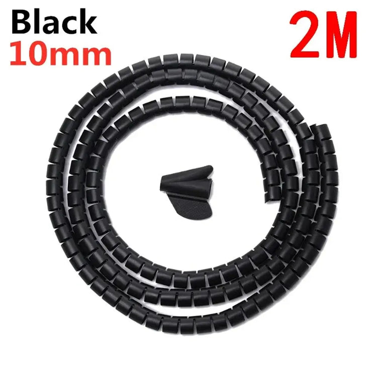 1.5/2m 10/16 mm Flexible Spiral Cable Organizer Storage Pipe Cord Protector Management Cable Winder Desk Tidy Cable Accessories - HASHTAG