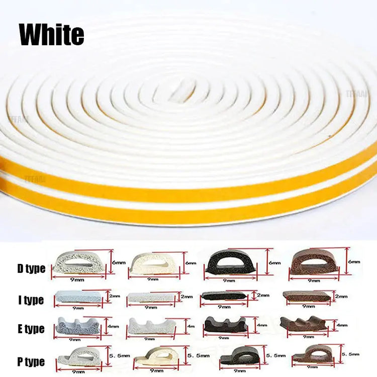5m/10m Weather Stripping Door Seal Strip Diep Self-adhesive Draft Stopper Tape Window Insulation Noise Rubber Sealing Strip - HASHTAG