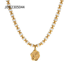 European And American Titanium Steel Shell Pearl Necklace HASHTAG