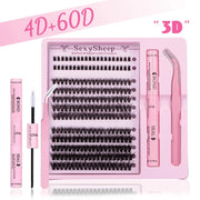 Eyelash Clusters Kit Fluffy Individual Eyelash Extensions With Lower Lash DIY Lash Extension Kit Lash Bond and Seal HASHTAG