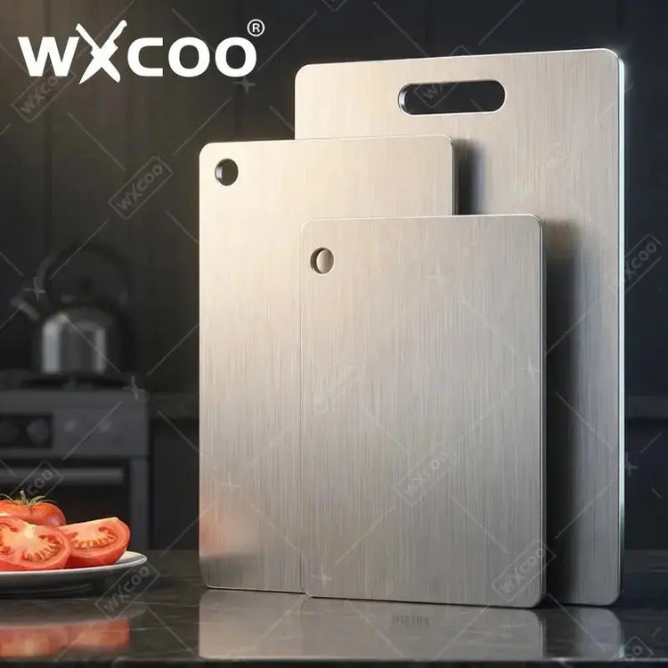 WXCOO Chopping Board Stainless Steel Double Sided Thickened Kneading Dough Board Kitchen Household Fruit Cutting Block HASHTAG