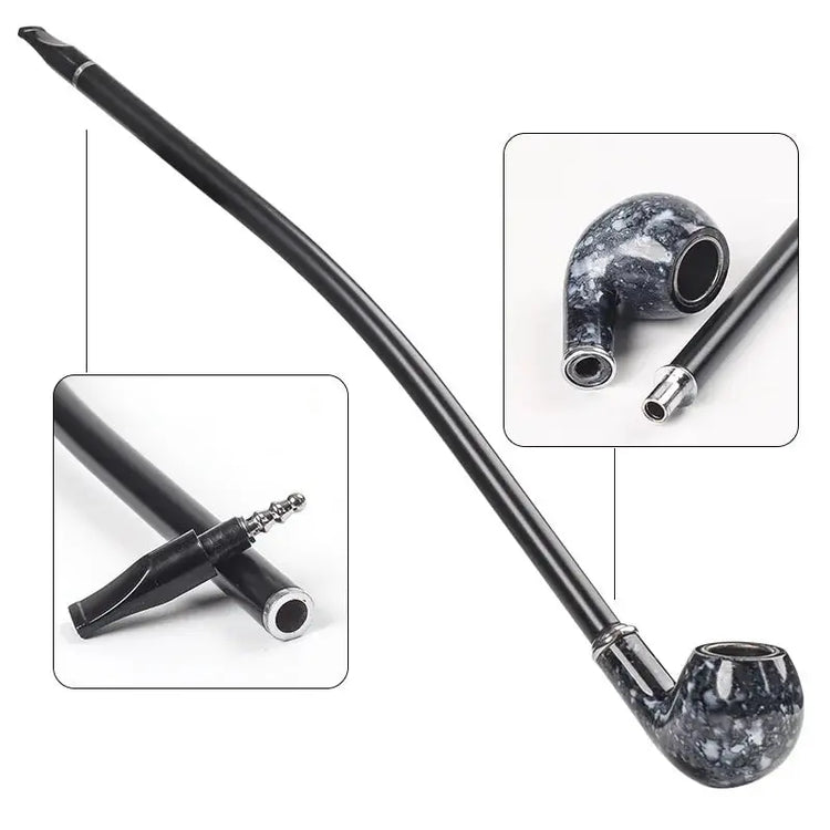 Long Smoking Tobacco Pipe with Filter 41CM Wooden Resin Removable Washable Long Bent Rod Churchwarden Tobacco Smoking Pipe Gift - HASHTAG