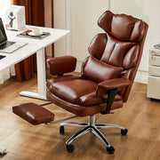 Supreme Comfort Reclining Desk Chair - Ergonomic High Back with Footrest, Adjustable Height for Big & Tall, Luxury PU Leather Executive Computer Task Chair, Lumbar Support & Padded Armrests HASHTAG
