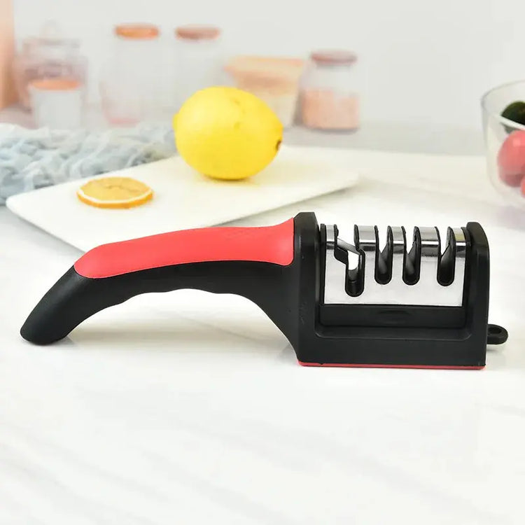 Kitchen 4Segment Knife Sharpener Household Multi-Functional Hand-Held Three-Purpose Black Sharpening Stone - HASHTAG