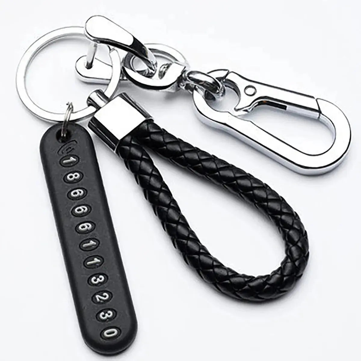 Trendy DIY Mobile Phone Number Plate Pendant Keychain for Men Punk Simple Woven Leather Rope Anti-lost Car Key Chain Accessories HASHTAG