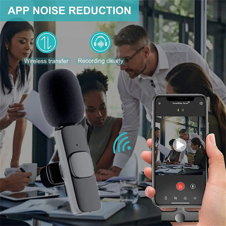 Wireless Lavalier Microphone Portable Audio Video Recording Mini Mic For I Phone Android Long Battery Life Live Broadcast Gaming HASHTAG